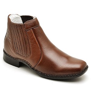 Botina Casual Conforto Couro Marrom (RT1601FLOCFE)