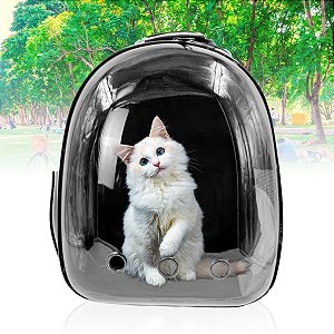 Mochila Pet Visão Panorâmica Gato Cachorro Cão Passeios Astronauta Cor:Azul (