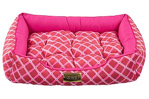 Cama Retangular para Cachorro ou Gato Luppet Luxo Rosa Geométrico (LP9021-02)