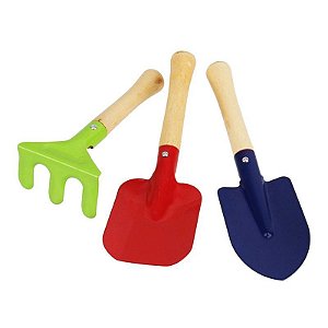 Kit 3 Ferramentas Para Jardinagem Ancinho Pazinha (5607)