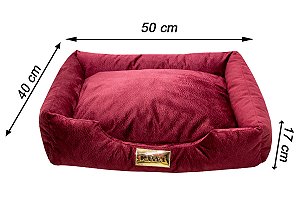 Cama Retangular para Cachorro ou Gato Luppet Super Luxo Bordo