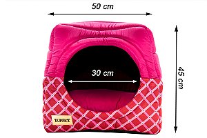 Cama Iglu e Toca Para Cachorro Luppet Luxo Rosa Geométrico Tamanho:G