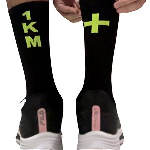 Meias UseDD KM  + 1 km  preta com verde