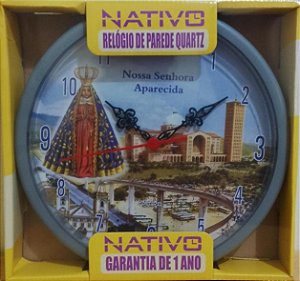 Relógio de parede Aparecida R aro cinza