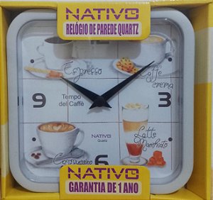 Relógio de parede Tempo de Café "q" branco
