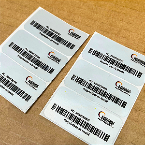 1000 Etiquetas Patrimoniais em Poliéster Laminado de Uso Interno/Externo 50x25mm