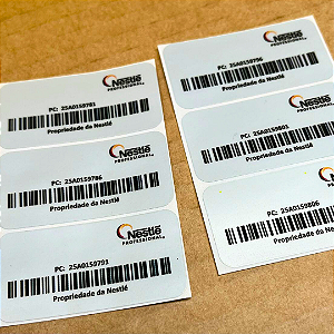 1000 Etiquetas Patrimoniais em Poliéster Laminado de Uso Interno/Externo 50x25mm