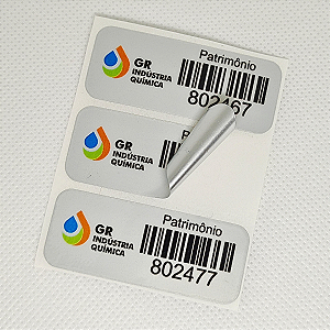 300 Etiquetas Poliéster Patrimonial 3x6 Cm Laminadas Prateado