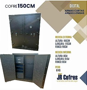 Cofre Digital Para Armas 150 x 115 x 50 em Aço Duas Portas