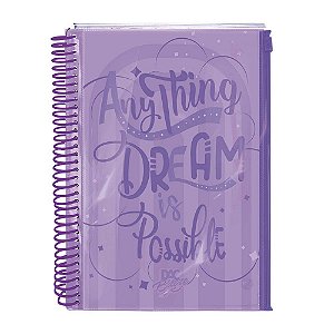 Caderno Colegial DAC Breeze 10 Matérias Com Malote Zip Roxo