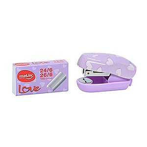 Mini Grampeador MOLIN Love Lilás Com Grampos