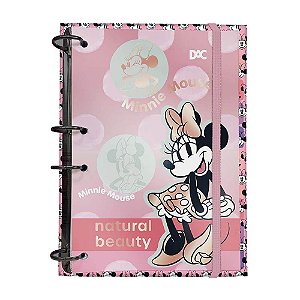 Caderno Argolado Colegial Sem Lombo Minnie Mouse Com Elástico E 144 Fls Decoradas DAC