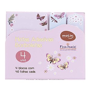 Bloco De Notas Adesivas Fina Ideia Borboletas 4 Unds Molin