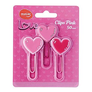 Clips Love Pink 50mm Com 3 Unds Molin