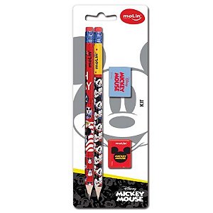 Kit Escolar Mickey Mouse Lápis / Borracha / Apontador Molin