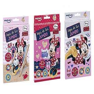 Lápis de Cor Jumbo Minnie Mouse Com 12 Cores Molin