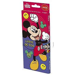 Lápis de Cor Mickey Mouse Com 12 Cores Molin
