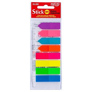 Fitas Marcadoras De Páginas Semi-Transparentes Neon Com Régua Molin