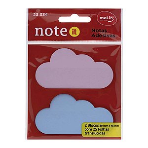 Bloco De Notas Adesivas Translúcidas Nuvens 80mm x 45mm C/ 25 Fls Cada Molin