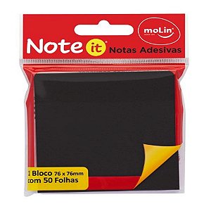 Bloco De Notas Adesivas Black 76x76mm C/ 50 Fls Molin