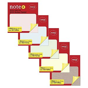 Bloco De Notas Adesivas Eco Pastel E Kraft 76x76mm C/ 100 Fls Molin