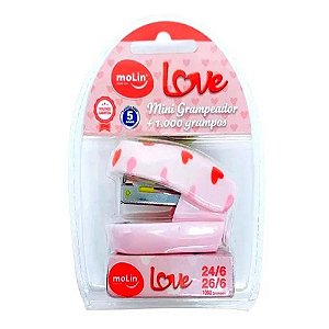 Mini Grampeador Com Grampos Love Heart Molin