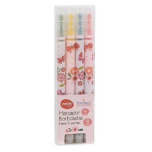 Marca Texto 2 Pontas Pastel Borboletas Molin
