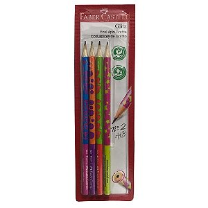 Lápis Preto Ecolápis Glitz Neon Cartela Com 4 Lápis Faber-Castell