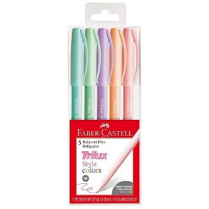 Caneta Esferográfica Trilux Com 5 Cores Pastel Faber-Castell