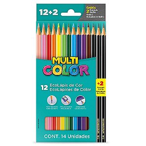 Lápis de Cor EcoLápis MultiColor 12 Cores + 2 Lápis Faber-Castell
