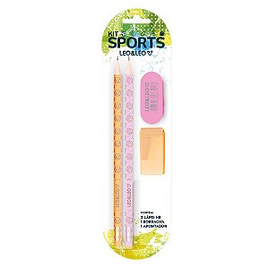 Kit Escolar Sports 2 Lápis HB / Borracha / Apontador LeoeLeo