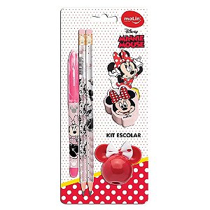 Kit Escolar Minnie Mouse Lápis / Caneta / Apontador / Borracha  Molin