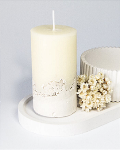 Vela Cilíndrica Decorativa em gesso