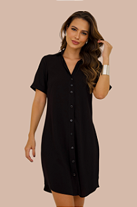 CHEMISE ABERTA MANGA CURTA PRETA