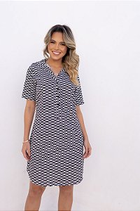 CHEMISE FECHADA MANGA CURTA ESTAMPA MEIA LUA