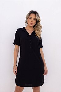 CHEMISE FECHADA MANGA CURTA PRETA