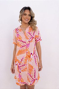 CHEMISE ABERTA MANGA CURTA ESTAMPA PÁSSARO DE FOGO