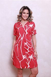 CHEMISE ABERTA MANGA CURTA ESTAMPA ROSA ENVOLVENTE