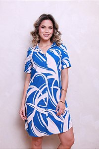 CHEMISE ABERTA MANGA CURTA ESTAMPA BRISA AZUL