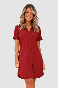 CHEMISE ABERTA MANGA CURTA MARSALA