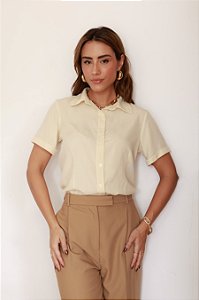 CAMISA SOCIAL FEMININA MANGA CURTA OFF WHITE