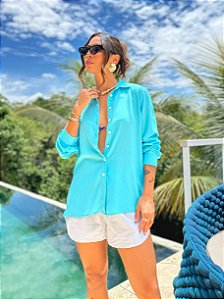 CAMISA FEMININA OVERSIZED GOLA TRADICIONAL EM VISCOLINHO TULUM