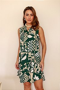 CHEMISE ABERTA SEM MANGA ESTAMPA RITMO TROPICAL