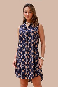 CHEMISE ABERTA SEM MANGA ESTAMPA TRAMAS ESFERICAS