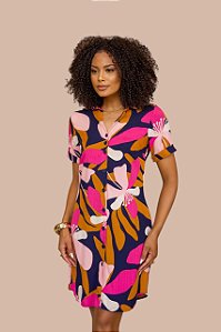CHEMISE ABERTA MANGA CURTA ESTAMPA TOQUE FLORAL