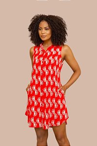 CHEMISE ABERTA SEM MANGA ESTAMPA ECLIPSE VERMELHO