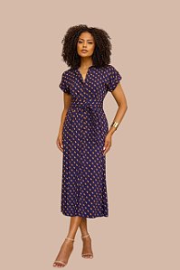 CHEMISE MIDI MANGA CURTA ESTAMPA MARINHO ANGULAR
