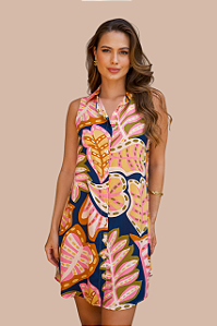 CHEMISE ABERTA SEM MANGA ESTAMPA MARÉ FLORAL