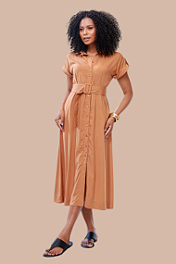 CHEMISE MIDI MANGA CURTA AMÊNDOA