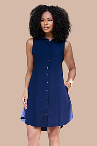 CHEMISE ABERTA SEM MANGA AZUL MARINHO